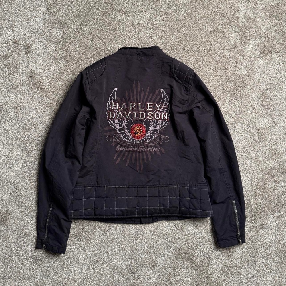 BLACK HARLEY DAVIDSON PADDED SHOULDER MOTO JACKET